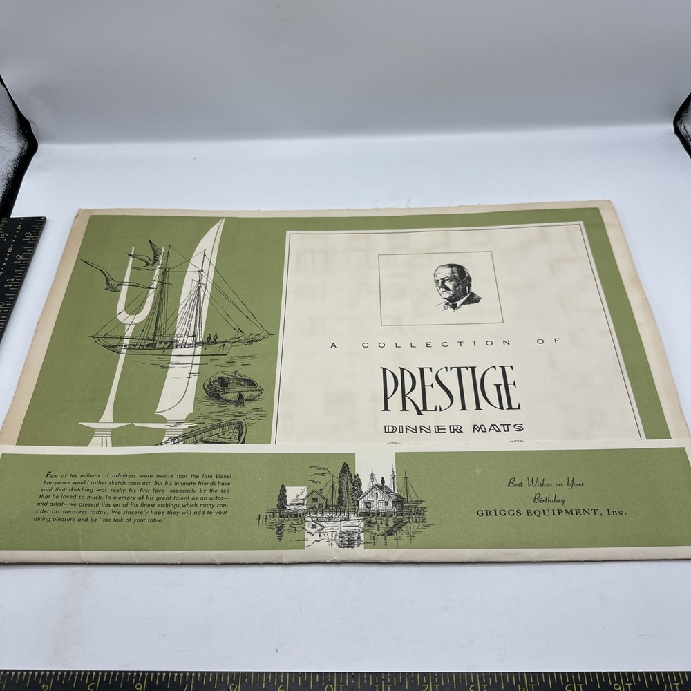 "A Collection Of Prestige Dinner Mats" By Lionel Barrymore  Vintage Set‎ Of 4